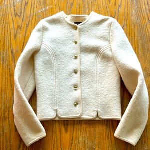 Geiger ivory boiled wool sweater jacket made Austria gold buttons sz 38